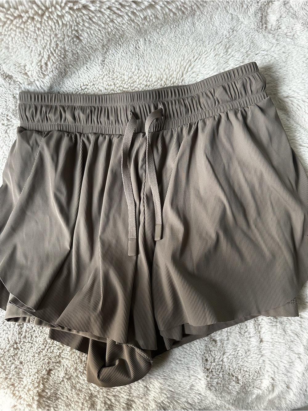 JoyLab Ribbed Drawstring Athletic Shorts — Taupe